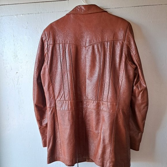 Vintage Grais 70's Glazed Aniline Cabretta Leather Jacket SZ 42L - Picture 13 of 14